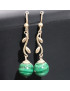 Boucles Malachite boules Argent 925 (s)