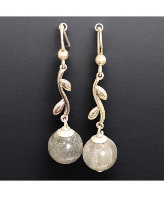 Boucles Labradorite Boules Argent 925 (s)