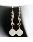 Boucles Pierre de lune boules Argent 925