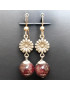 Boucles Grenat Boules Fleurs Argent 925 (s)