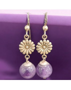 Boucles Améthyste Boules Fleurs Argent 925 (s)