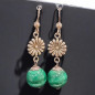 Boucles Malachite Boules Fleurs Argent 925 (s)