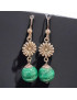 Boucles Malachite Boules Fleurs Argent 925 (s)