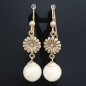 Boucles Pierre de lune Boules Fleurs Argent 925 (s)