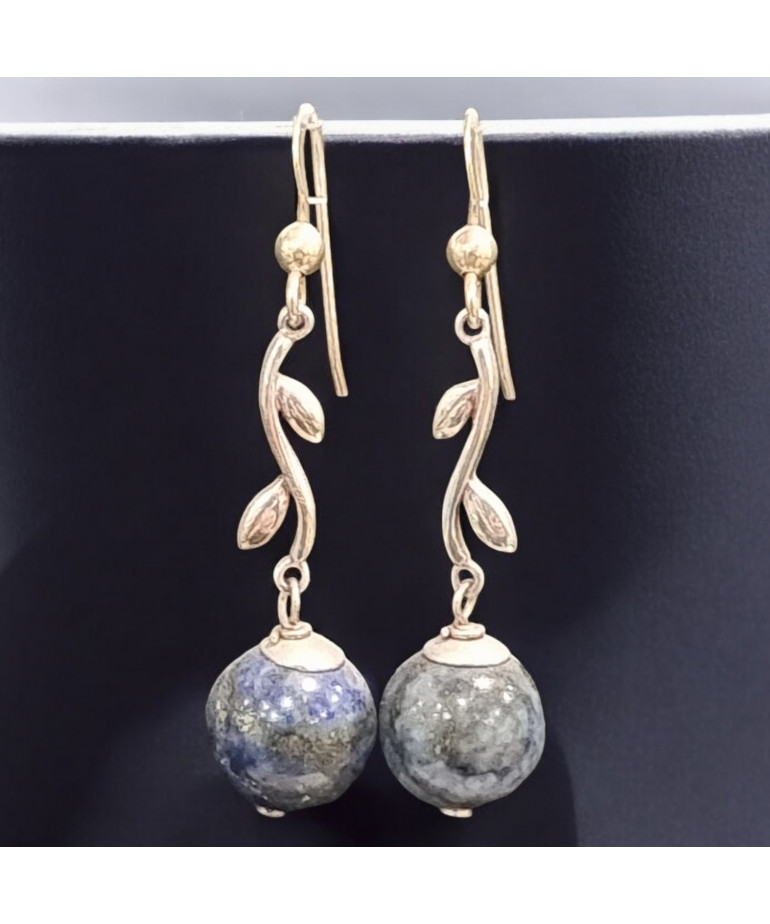 Boucles Lapis-lazuli Boules Argent 925 (s)