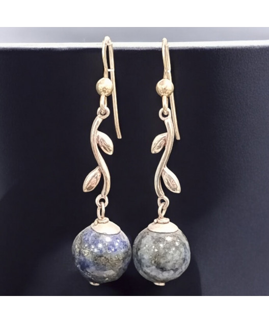 Boucles Lapis-lazuli Boules Argent 925 (s)