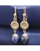 Boucles Lapis-lazuli Boules Argent 925 (s)