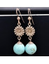 Boucles Turquoise Boules Fleurs Argent 925 (s)