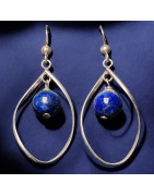 Boucles Lapis-lazuli boules Argent 925