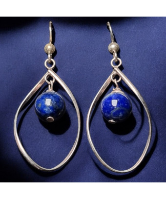 Boucles Lapis-lazuli boules...