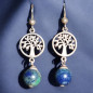 Boucles Azurite Boules Arbre de vie Argent 925 (s)