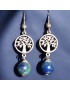 Boucles Azurite Boules Arbre de vie Argent 925 (s)