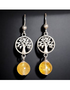 Boucles Citrine Boules Arbre de vie Argent 925 (s)