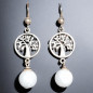 Boucles Aigue marine Boules Arbre de vie Argent 925 (s)