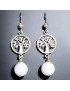 Boucles Aigue marine Boules Arbre de vie Argent 925 (s)