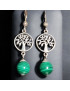 Boucles Malachite Boules Arbre de vie Argent 925 (s)