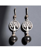 Boucles Hématite Boules Arbre de vie Argent 925 (s)
