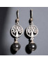 Boucles Hématite Boules Arbre de vie Argent 925 (s)