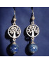 Boucles Lapis-lazuli Boules Arbre de vie Argent 925 (s)