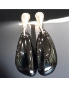Boucles Onyx Gouttes Argent 925 (s)