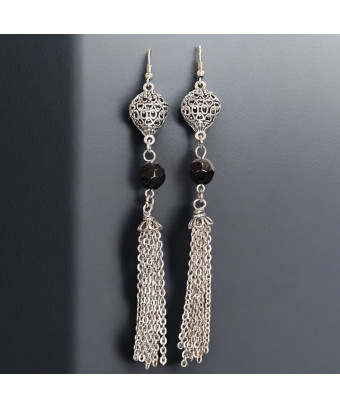 Boucles Onyx Métal argenté