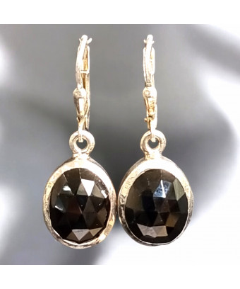 Boucles Onyx Facettée Argent 925 (s)