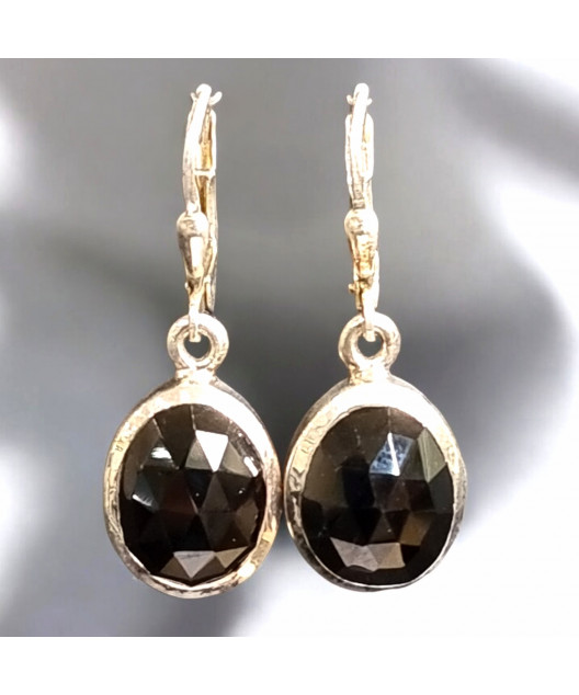 Boucles Onyx Facettée Argent 925 (s)