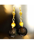 Boucles Obsidienne Œil céleste et Œil de tigre Boules Plaquées or (s)