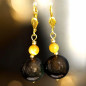 Boucles Obsidienne Œil céleste et Œil de tigre Boules Plaquées or (s)