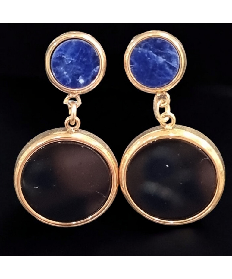 Boucles Onyx et Lapis-lazuli Plaquées or (s)