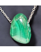 Pendentif Malachite avec chaîne inox (s)