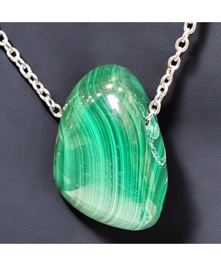 Pendentif Malachite avec chaîne inox (s)