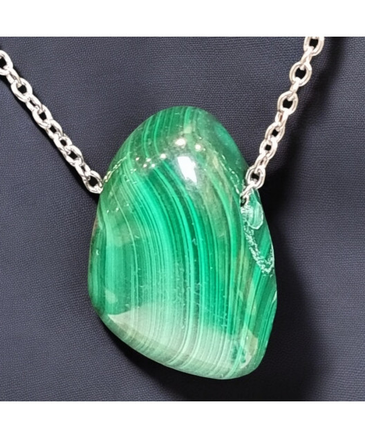 Pendentif Malachite avec chaîne inox (s)