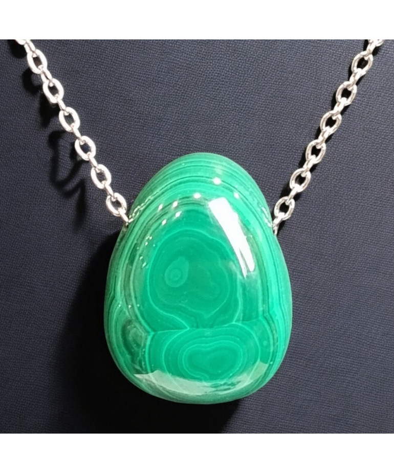 Pendentif Malachite avec chaîne inox (s)