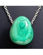 Pendentif Malachite avec chaîne inox (s)