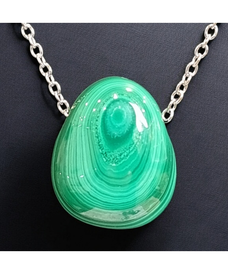 Pendentif Malachite avec chaîne inox (s)