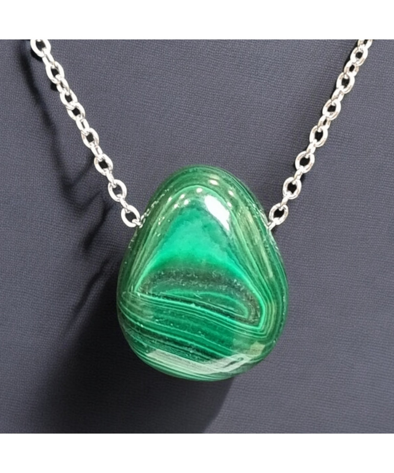 Pendentif Malachite avec chaîne inox (s)