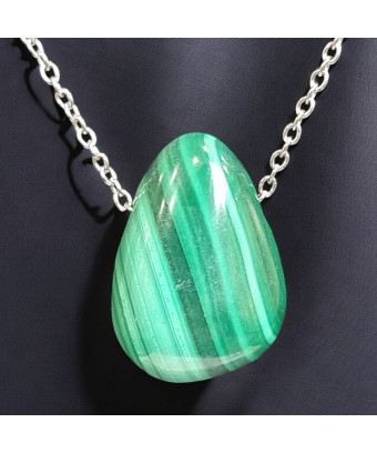 Pendentif Malachite avec chaîne inox (s)
