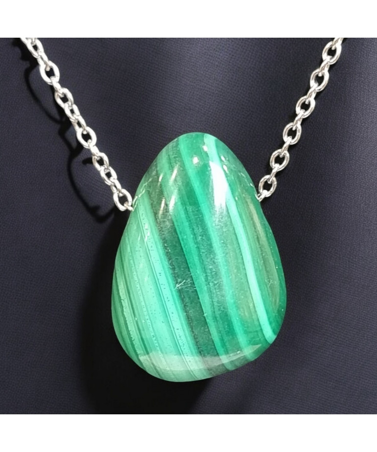 Pendentif Malachite avec chaîne inox (s)