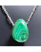 Pendentif Malachite avec chaîne inox (s)