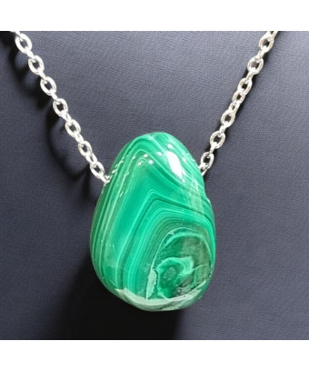 Pendentif Malachite avec chaîne inox (s)