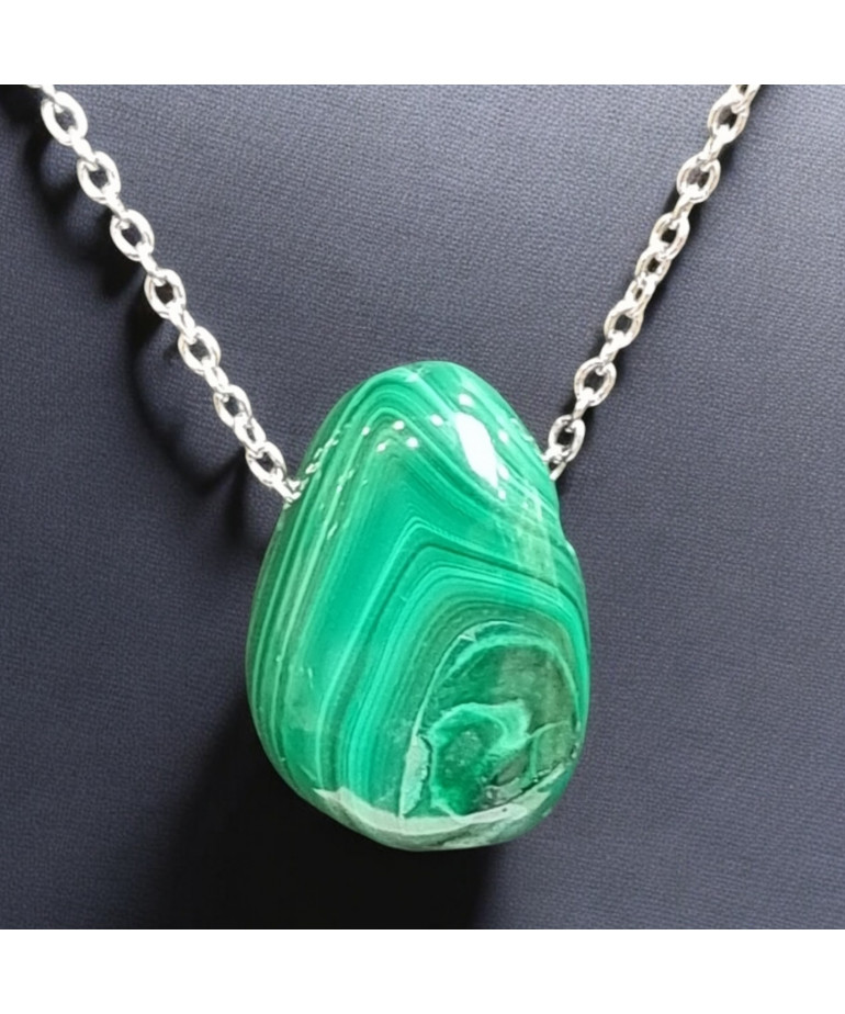 Pendentif Malachite avec chaîne inox (s)
