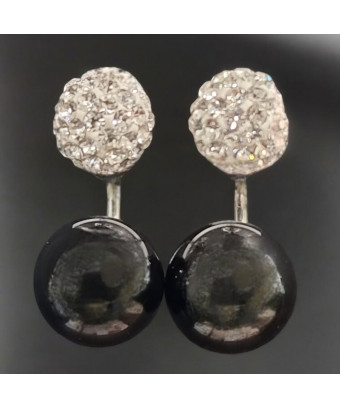 Boucles Onyx et Swarovsky...