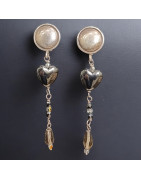 Boucles Hématite Cœurs à Clips Argent 925 (s)