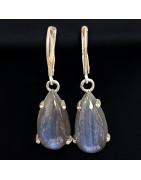 Boucles Labradorite gouttes Argent 925 (s)