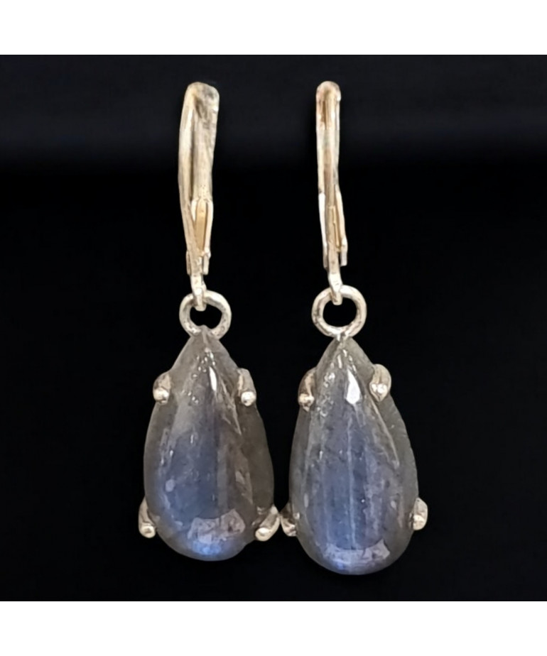 Boucles Labradorite gouttes Argent 925 (s)