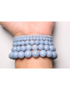 Bracelet Angélite  A+ Pierres rondes (s)