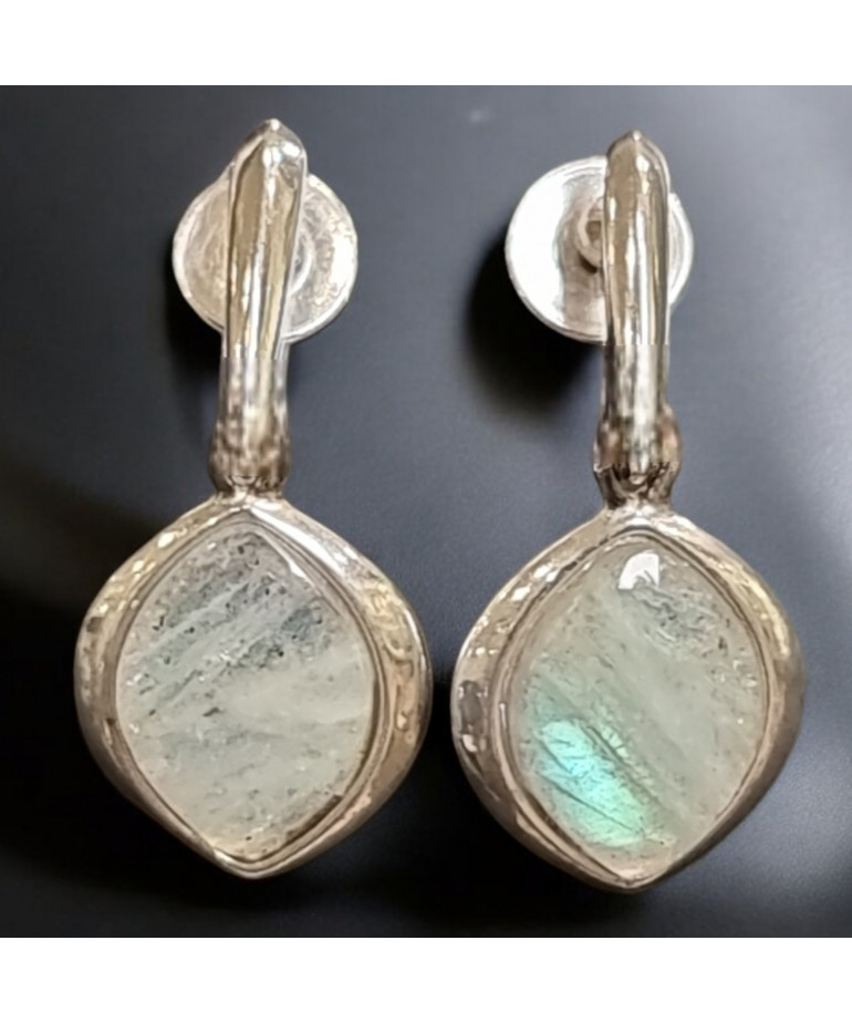 Boucles Labradorite Ovales Argent 925 (s)