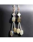 Boucles Labradorite roulées Métal argenté (s)