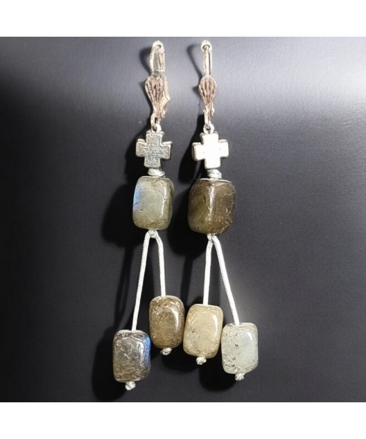 Boucles Labradorite roulées Métal argenté (s)
